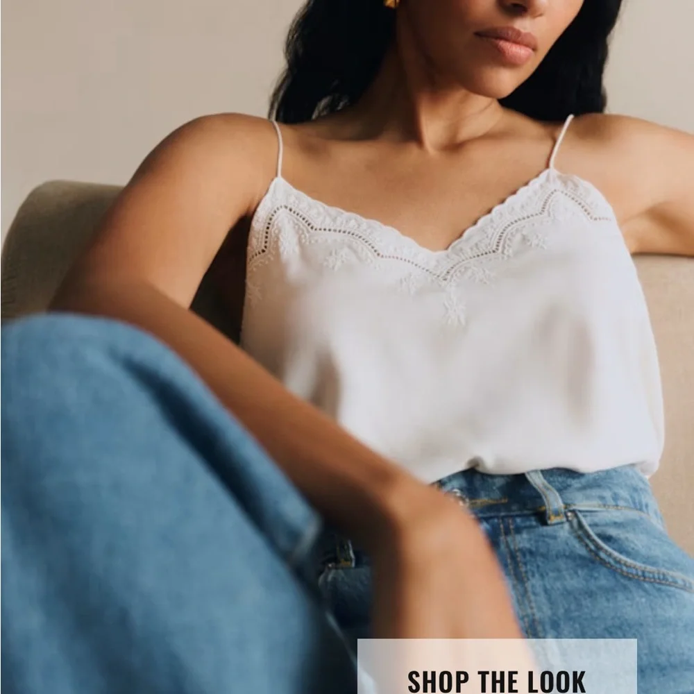 Sezane NWT Palma Top Ecru Cream Size EU 40 US 8 Silk Embroidered Camisole Top - Picture 2 of 13